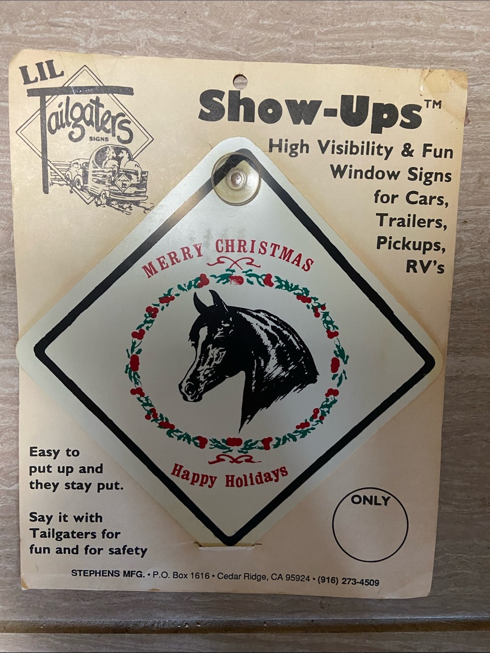 Vintage Merry Christmas Horse lover horses equestrian Holiday Window Sign holly